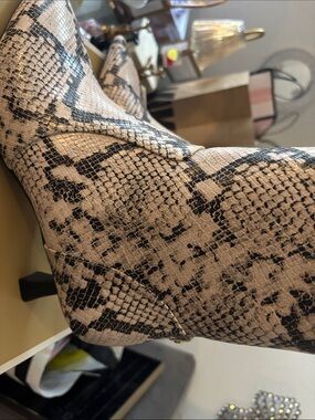 Michael Kors Beige and Black Snake-Print Ankle Boot